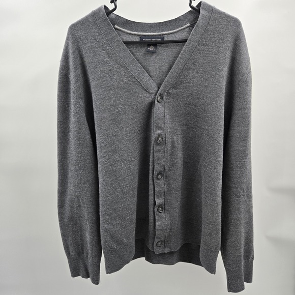 Banana Republic Other - Banana Republic Cardigan Sweater Men's XL Gray 100% Merino Wool Preppy Buttons